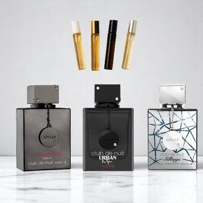 3 sample ARMAF Men Club De Nuit Intense Limited Sillage and Urban Elixir three 1ML or 2ML Samples armaf for men set - 3 sample ARMAF Men Club De Nuit Intense Limited Sillage and Urban Elixir three 1ML or 2ML Samples armaf for men set - Etoory