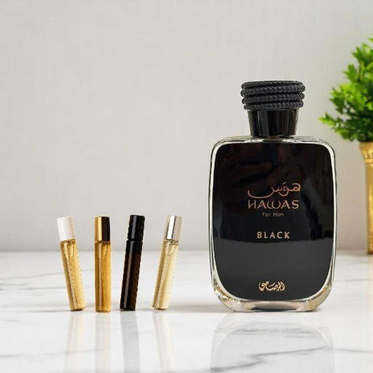 Rasasi Men's Hawas Black SAMPLE in GLASS Atomizer 1ml 2ml 3ml 5ml 10ml Middle Eastern Arab Samples Travel Size Gifts - Rasasi Men's Hawas Black SAMPLE in GLASS Atomizer 1ml 2ml 3ml 5ml 10ml Middle Eastern Arab Samples Travel Size Gifts - Etoory